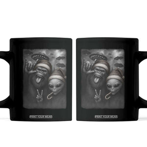 Bigfoot UFO Selife Coffee Mug Sasquatch Ailen Rock On Hand Christmas TS14 Black Print Your Wear