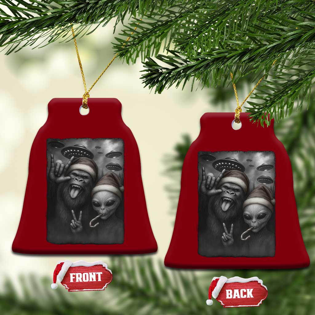 Bigfoot UFO Selife Ceramic Ornament Sasquatch Ailen Rock On Hand Xmas TS14 Print Your Wear