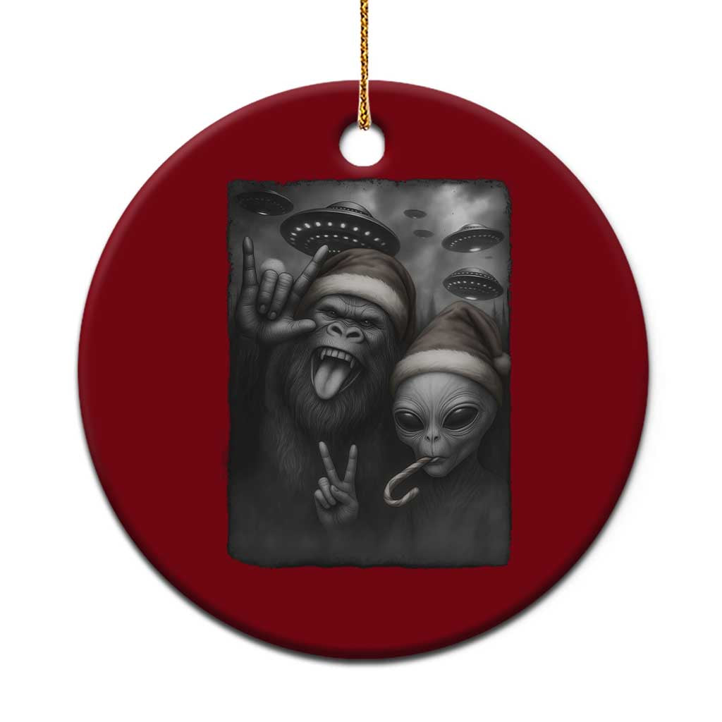 Bigfoot UFO Selife Ceramic Ornament Sasquatch Ailen Rock On Hand Xmas TS14 1pc Red Print Your Wear