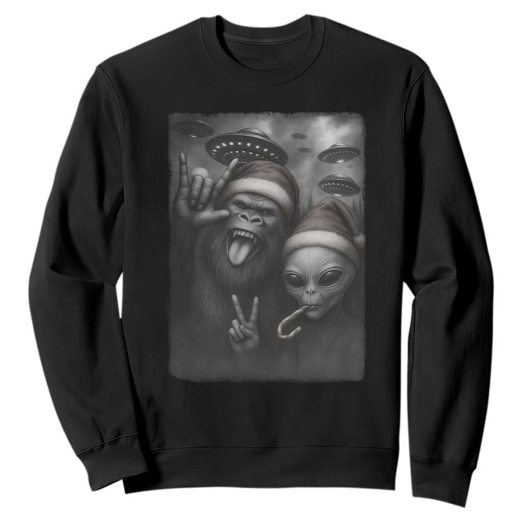 Bigfoot UFO Selife Sweatshirt Sasquatch Ailen Rock On Hand Christmas TS14 Black Print Your Wear