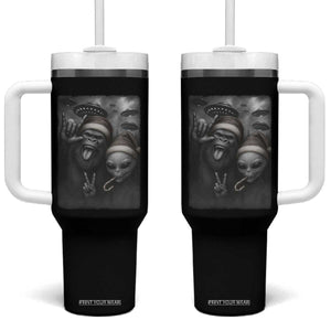Bigfoot UFO Selife Tumbler With Handle Sasquatch Ailen Rock On Hand Christmas TS14 One Size: 40 oz Black Print Your Wear
