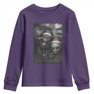 Bigfoot UFO Selife Youth Sweatshirt Sasquatch Ailen Rock On Hand Christmas TS14 Purple Print Your Wear