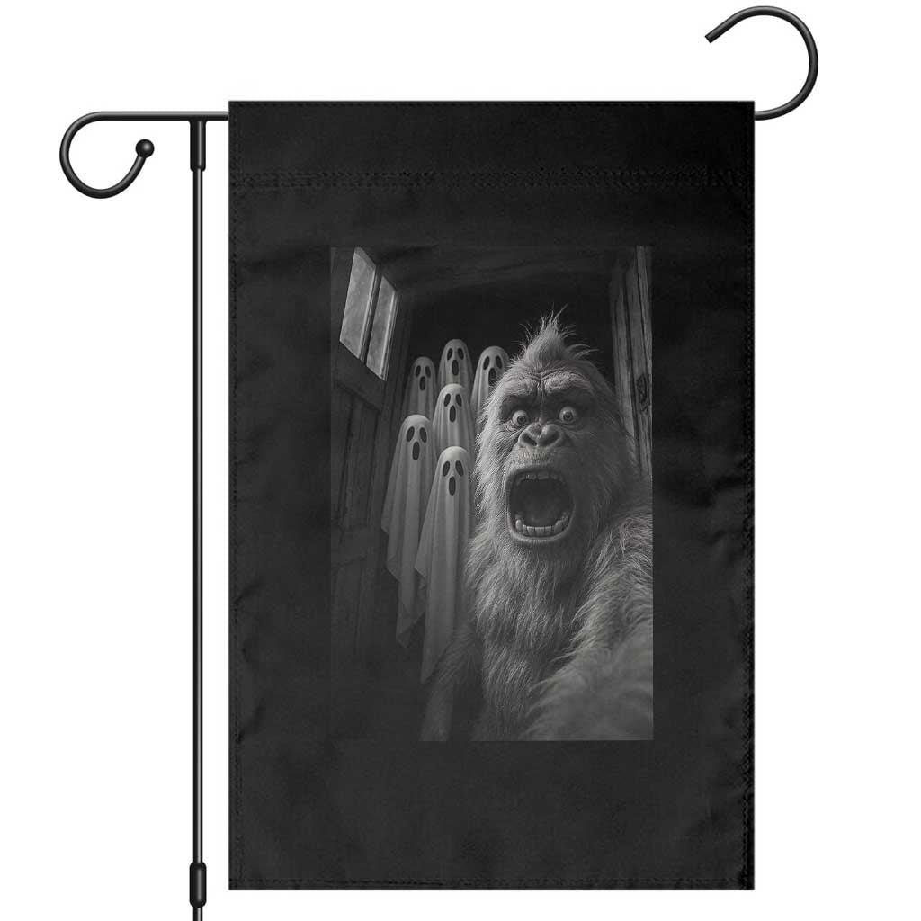 Funny Bigfoot Selfie Halloween Garden Flag Sasquatch Ghost Haunted House TS14 Black Print Your Wear