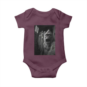 Funny Bigfoot Selfie Halloween Baby Onesie Sasquatch Ghost Haunted House TS14 Maroon Print Your Wear