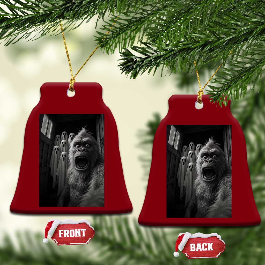 Funny Bigfoot Selfie Halloween Ceramic Ornament Sasquatch Ghost Haunted House TS14 Print Your Wear