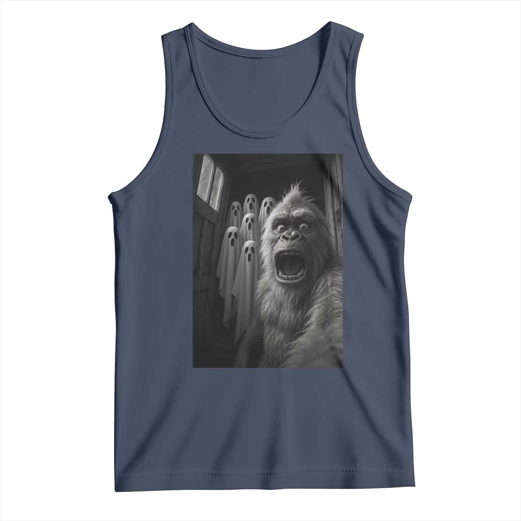 Funyy Bigfoot Selfie Halloween Tank Top Sasquatch Ghost Haunted House TS14 Navy Print Your Wear