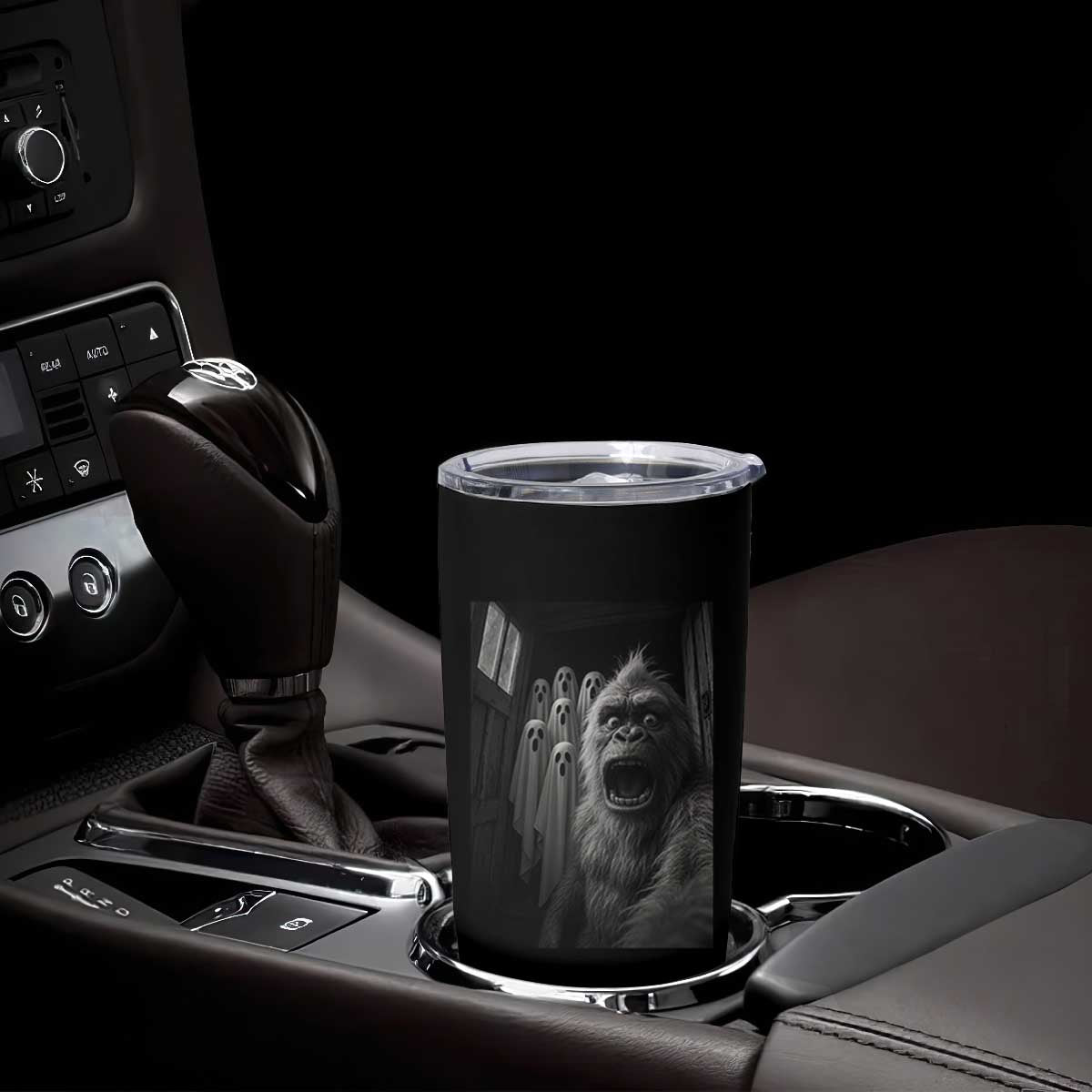 Funny Bigfoot Selfie Halloween Tumbler Cup Sasquatch Ghost Haunted House TS14 Print Your Wear
