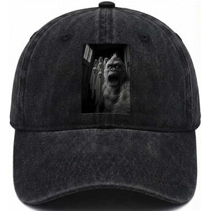 Funny Bigfoot Selfie Halloween Washed Cotton Baseball Cap Sasquatch Ghost Haunted House TS14 Washed Cap Universal Fit Black Print Your Wear