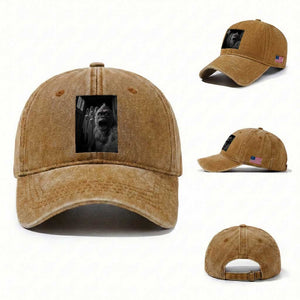 Funny Bigfoot Selfie Halloween Washed Cotton Baseball Cap Sasquatch Ghost Haunted House TS14 Washed Cap Universal Fit Yellow Ochre Print Your Wear