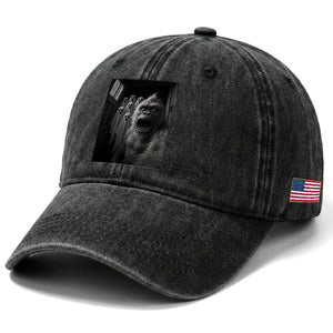 Funny Bigfoot Selfie Halloween Washed Cotton Baseball Cap Sasquatch Ghost Haunted House TS14 Print Your Wear