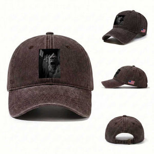 Funny Bigfoot Selfie Halloween Washed Cotton Baseball Cap Sasquatch Ghost Haunted House TS14 Washed Cap Universal Fit Dark Brown Print Your Wear