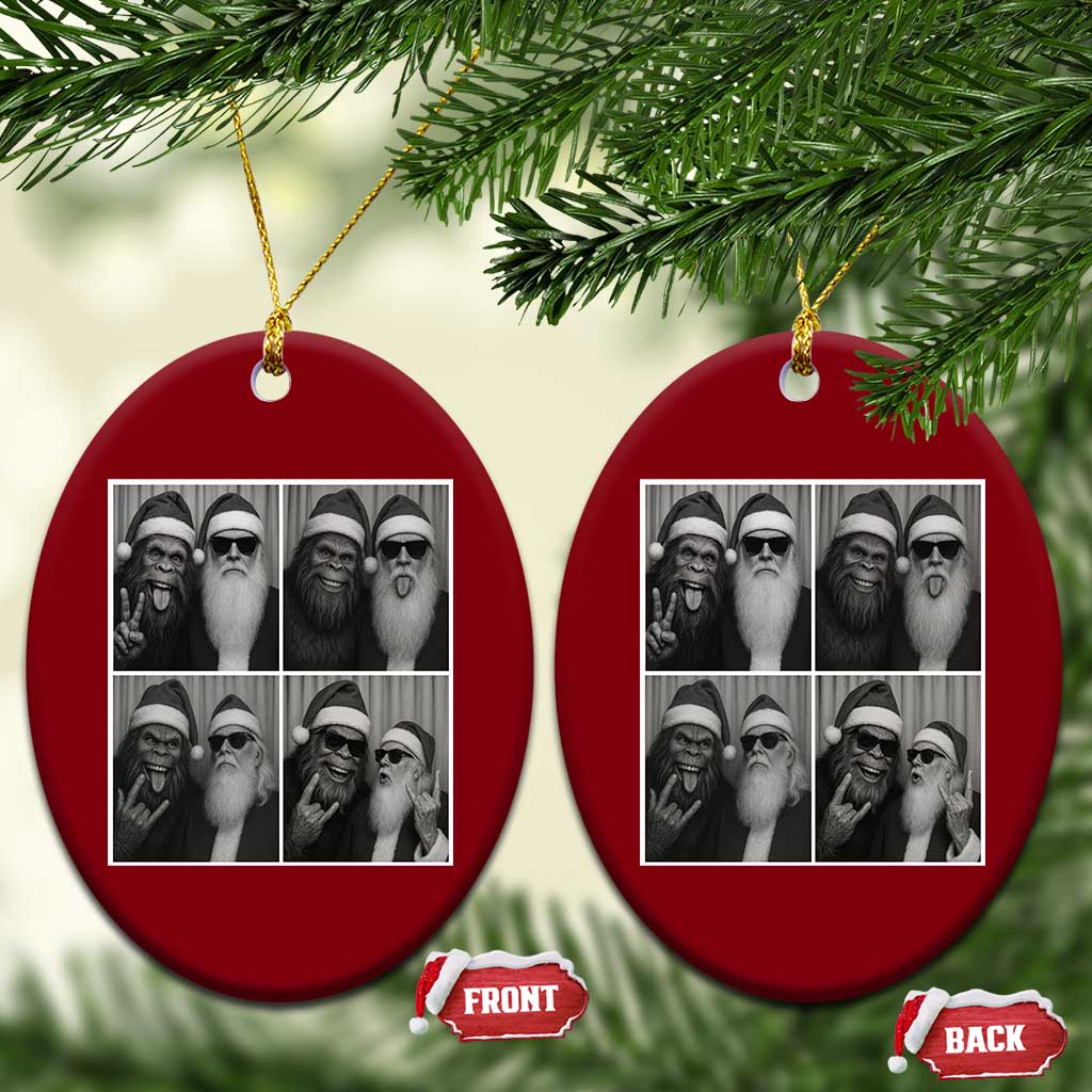Funny Bigfoot Photobooth Xmas Ceramic Ornament Sasquatch Santa Claus Xmas TS14 Print Your Wear