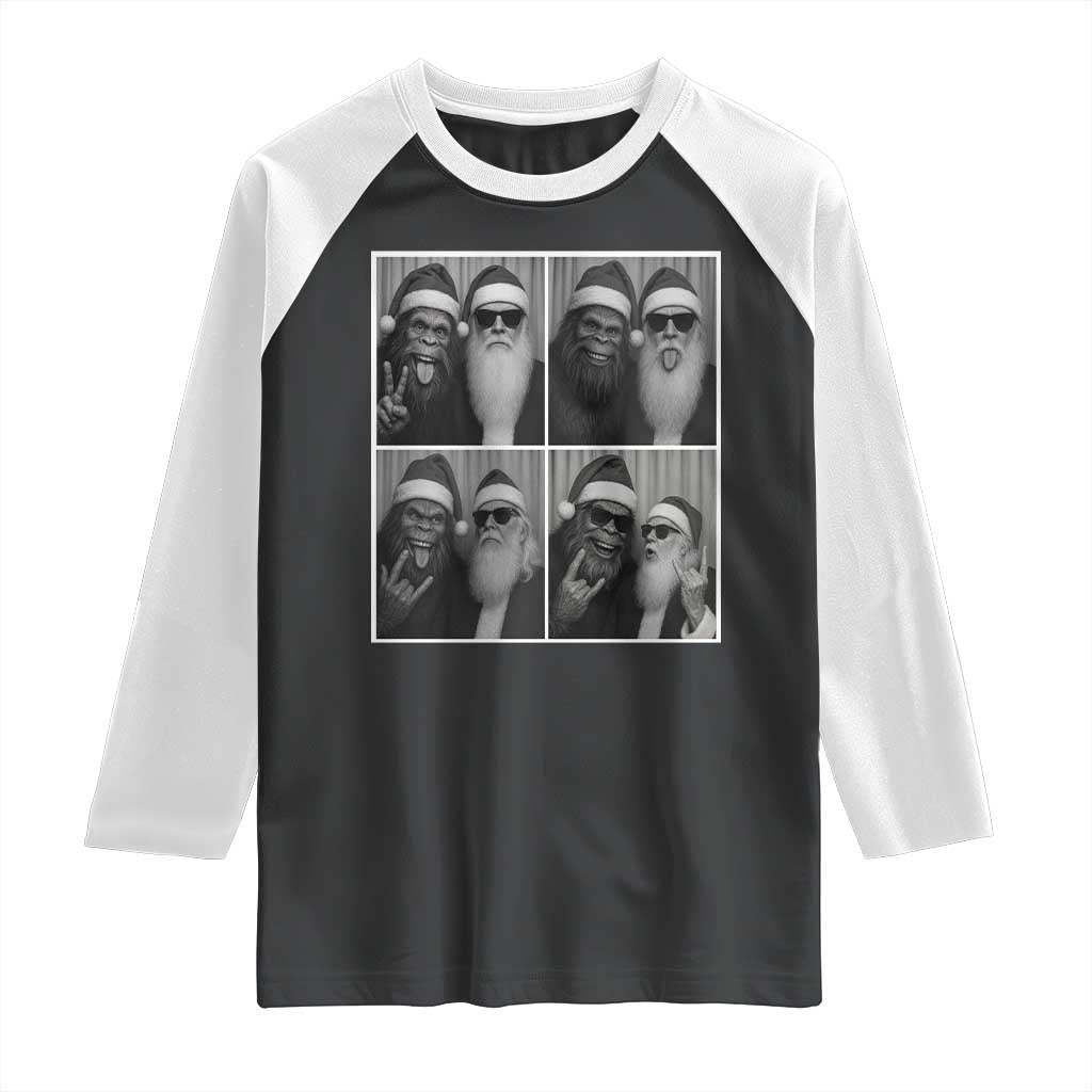 Funny Bigfoot Photobooth Christmas Raglan Shirt Sasquatch Santa Claus Xmas TS14 Black White Print Your Wear