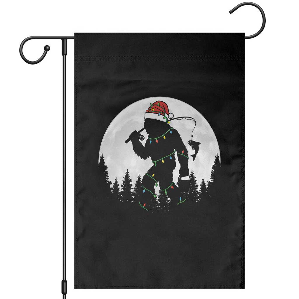 Funny Bigfoot Fishing Christmas Garden Flag Sasquatch Moon Fisherman TS14 Black Print Your Wear