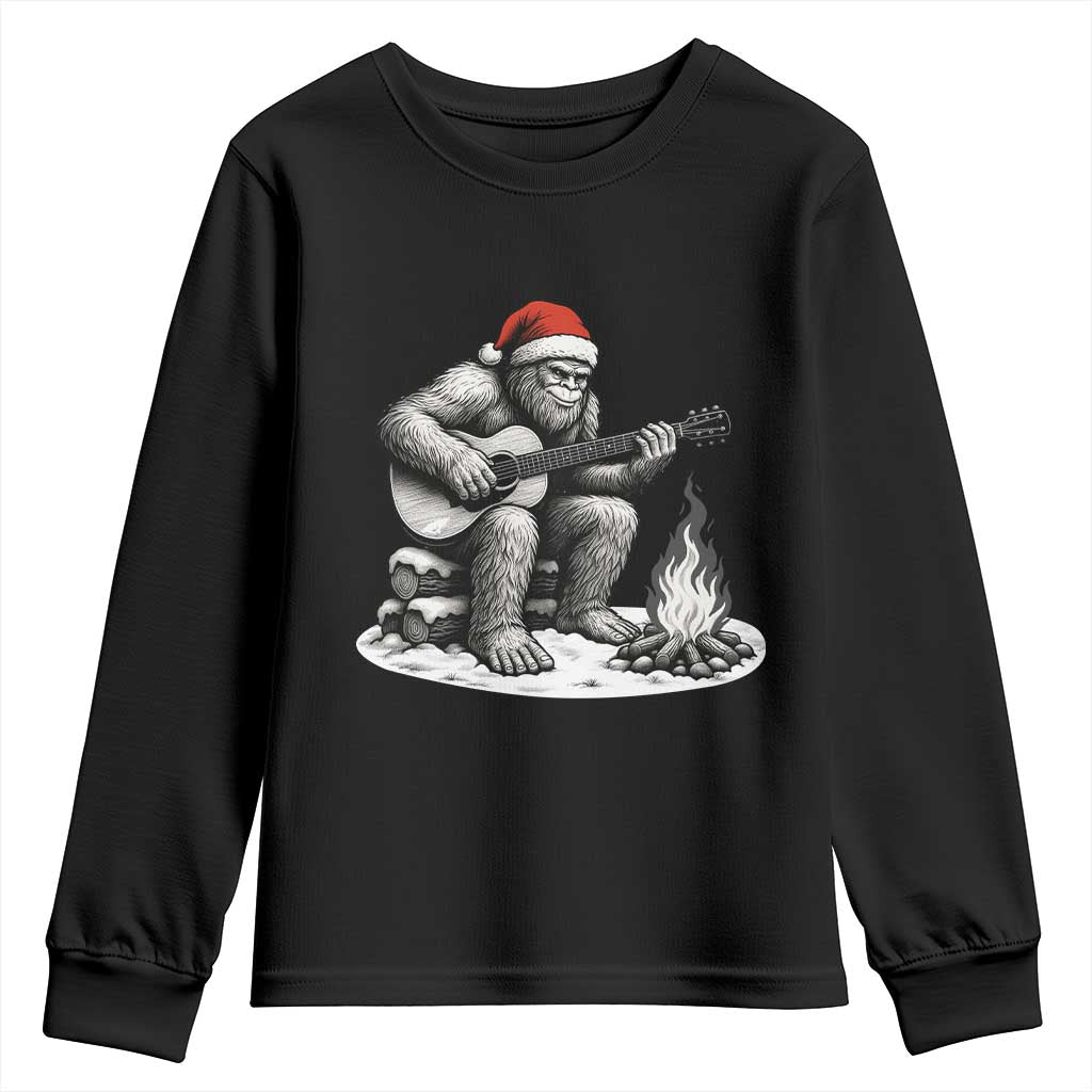 Bigfoot Guitar Christmas Youth Sweatshirt Sasquatch Guitarist Music Xmas TS14 Black Print Your Wear
