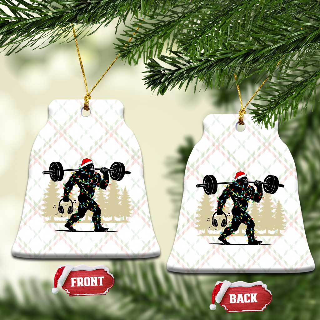 Bigfoot Gym Xmas Ceramic Ornament Funny Sasquatch Bodybuilding Weightlifting TS14 Print Your Wear