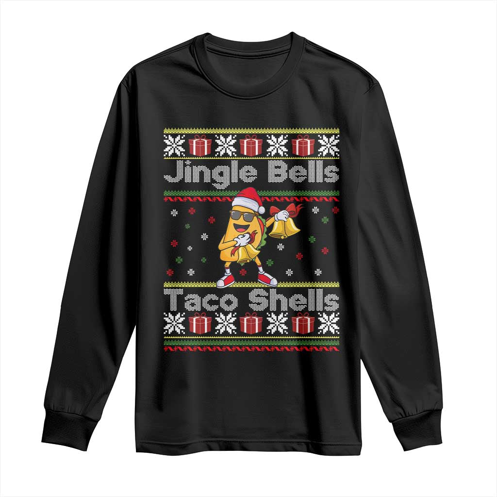 Funny Taco Christmas Long Sleeve Shirt Jigle Bells Taco Shells TS14 Black Print Your Wear