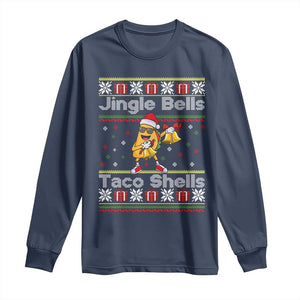 Funny Taco Christmas Long Sleeve Shirt Jigle Bells Taco Shells TS14 Navy Print Your Wear
