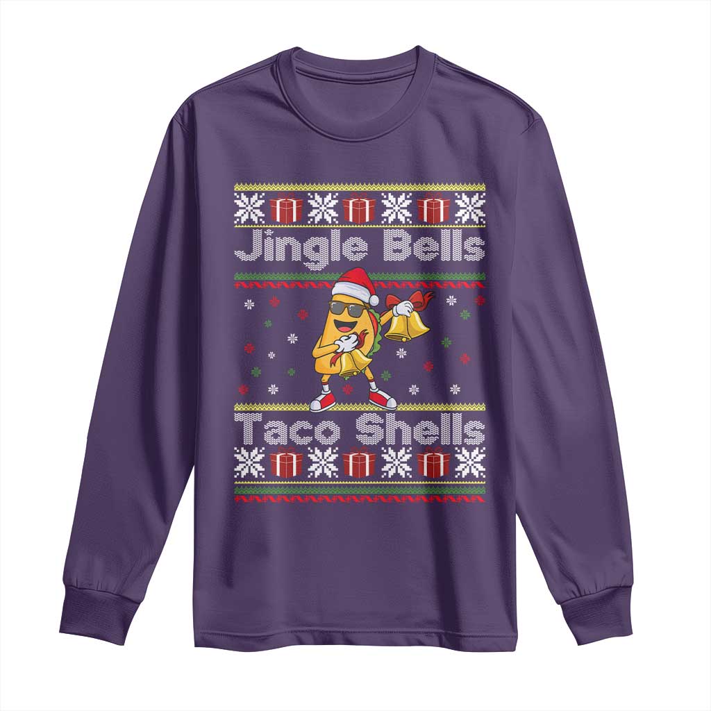 Funny Taco Christmas Long Sleeve Shirt Jigle Bells Taco Shells TS14 Purple Print Your Wear