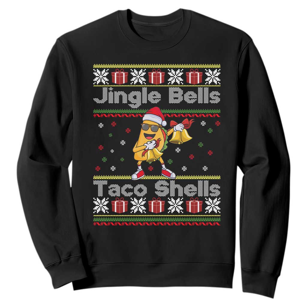 Funny Taco Christmas Sweatshirt Jigle Bells Taco Shells TS14 Black Print Your Wear
