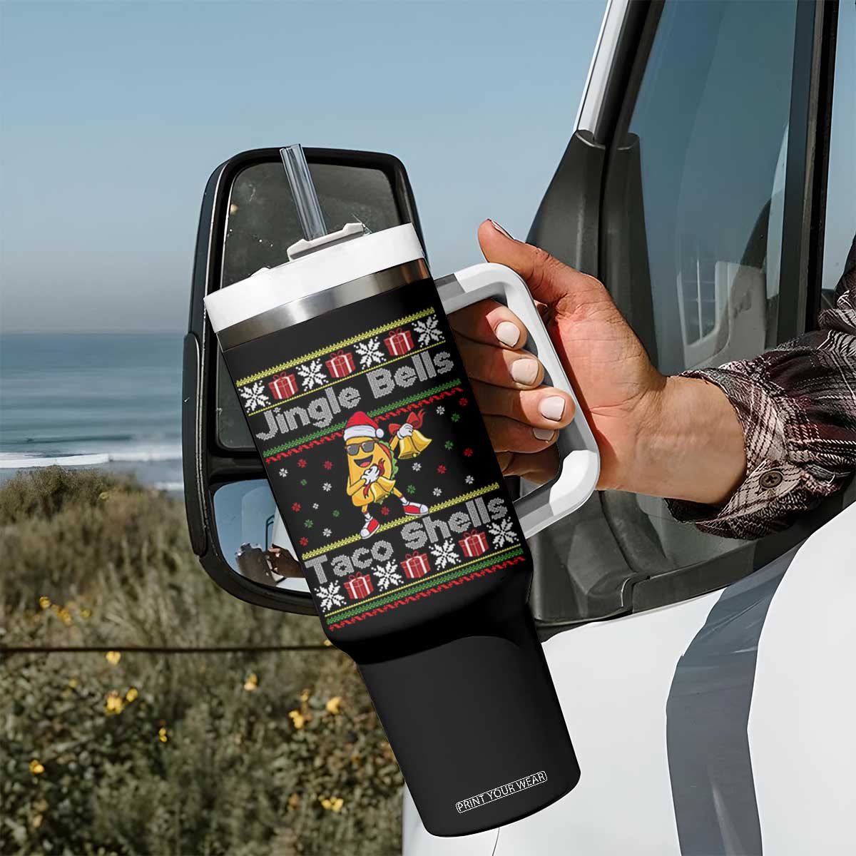 Funny Taco Christmas Tumbler With Handle Jigle Bells Taco Shells TS14 Print Your Wear