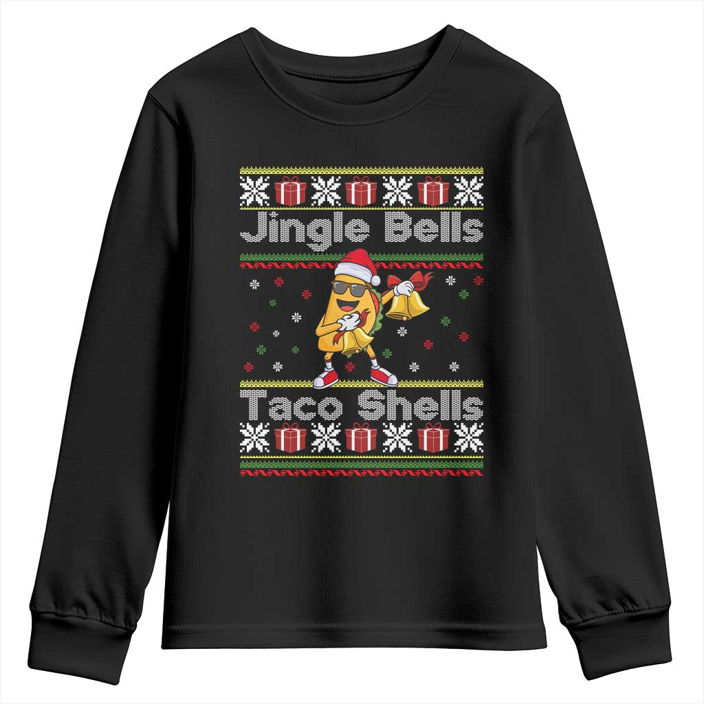 Funny Taco Christmas Youth Sweatshirt Jigle Bells Taco Shells TS14 Black Print Your Wear