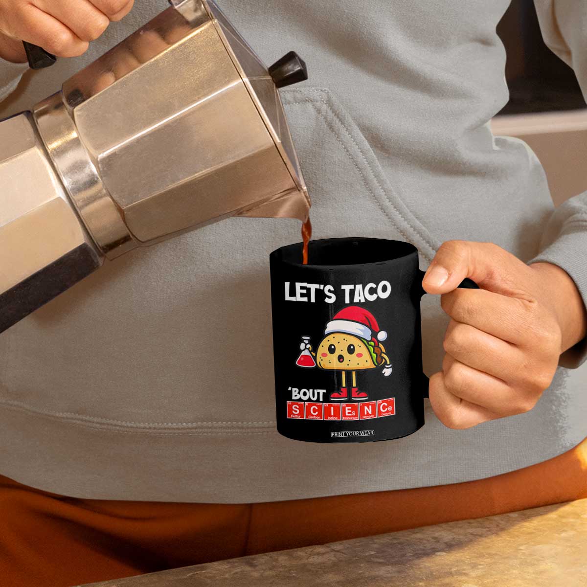 Funny Taco Mexican Christmas Coffee Mug Let Us Taco About Science TS14 Print Your Wear