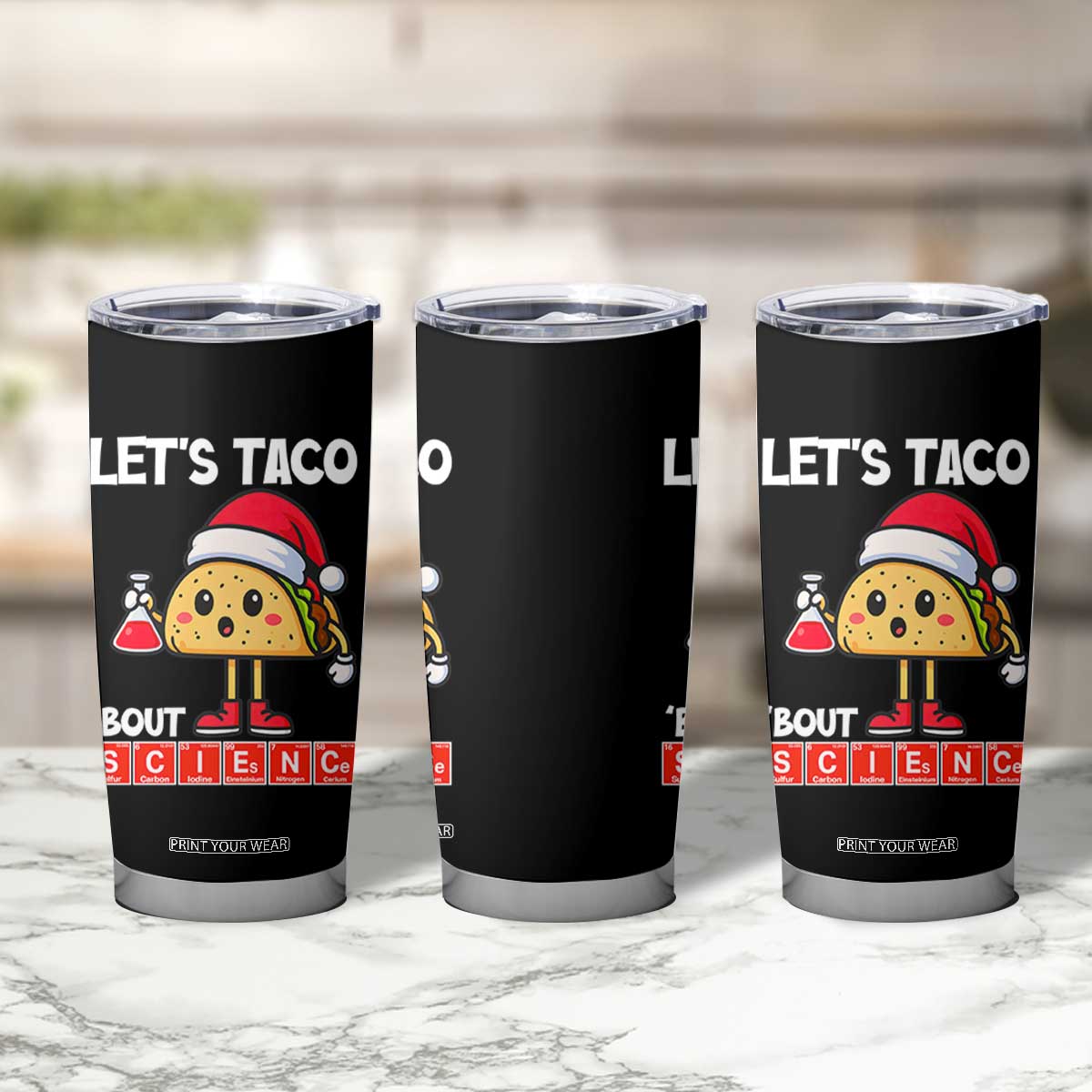 Funny Taco Mexican Christmas Tumbler Cup Let Us Taco About Science TS14 Print Your Wear