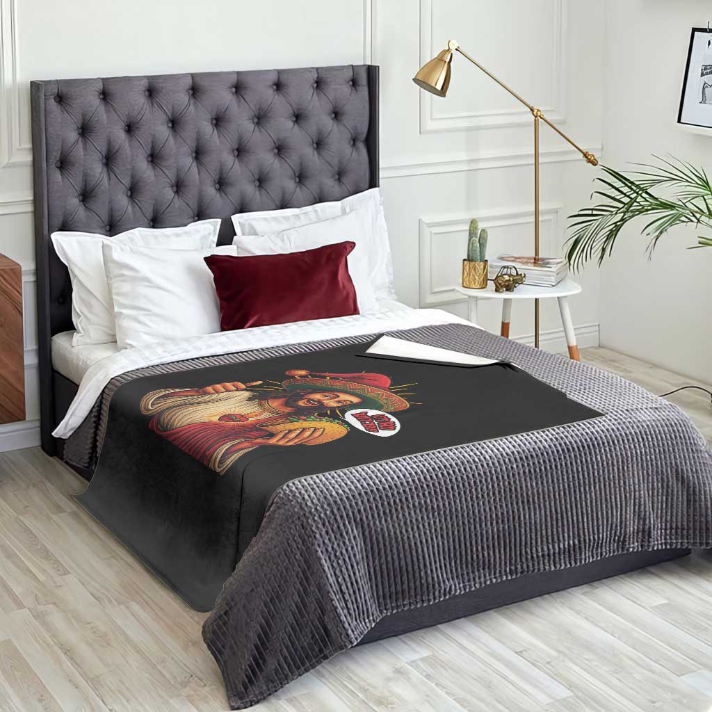 Funny Jesus Taco Mexican Throw Blanket Let Us Taco About Jesus TS14 Print Your Wear
