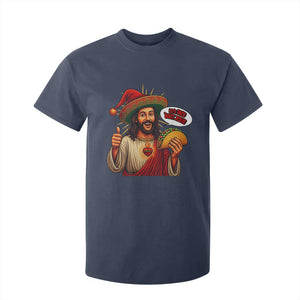 Funny Jesus Taco Mexican T Shirt For Kid Let Us Taco About Jesus TS14 Navy Print Your Wear