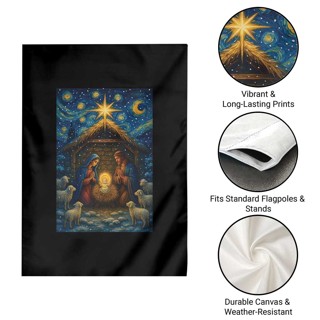 Jesus Christmas Garden Flag Starry Night Nativity Scene Xmas TS14 Print Your Wear