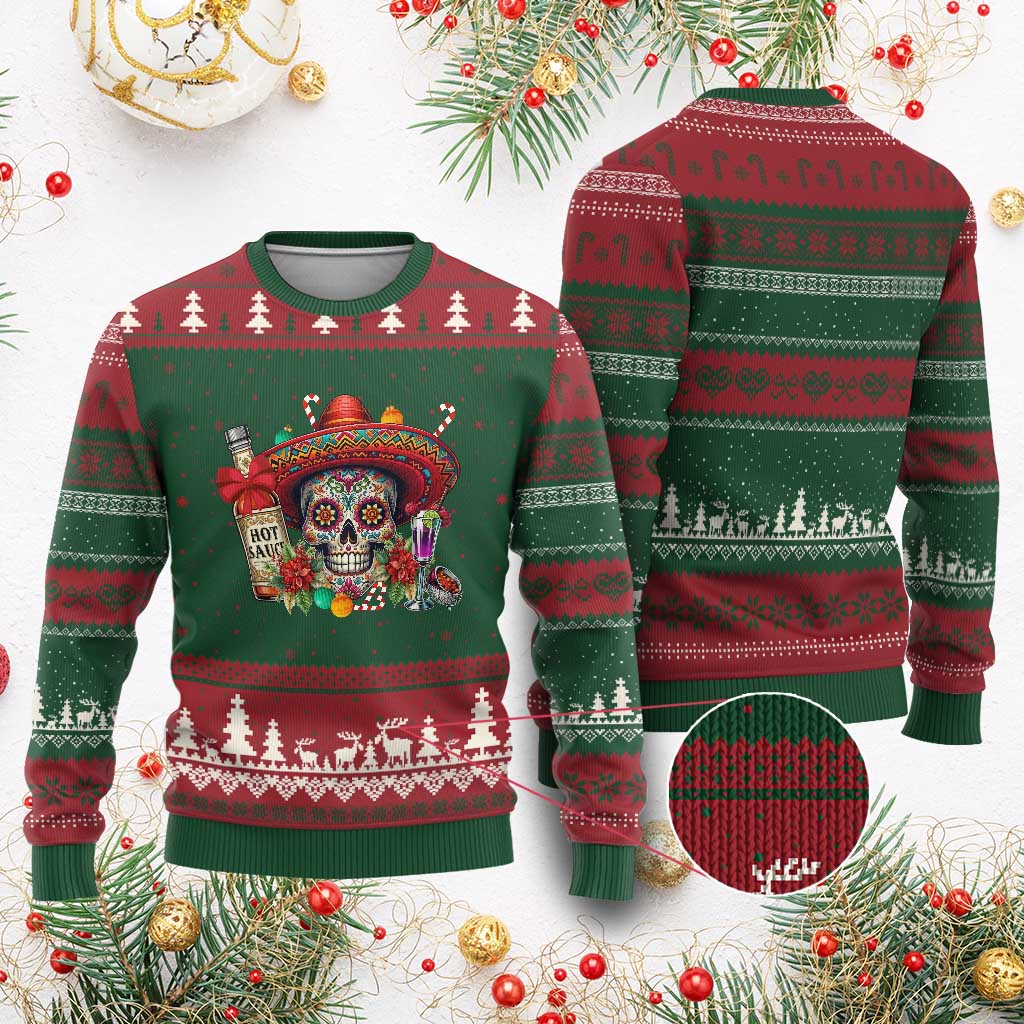Cinco De Mayo Xmas Ugly Christmas Sweater Mexican Sugar Skull Sombrero Tequila Party TS14 Red Green Print Your Wear