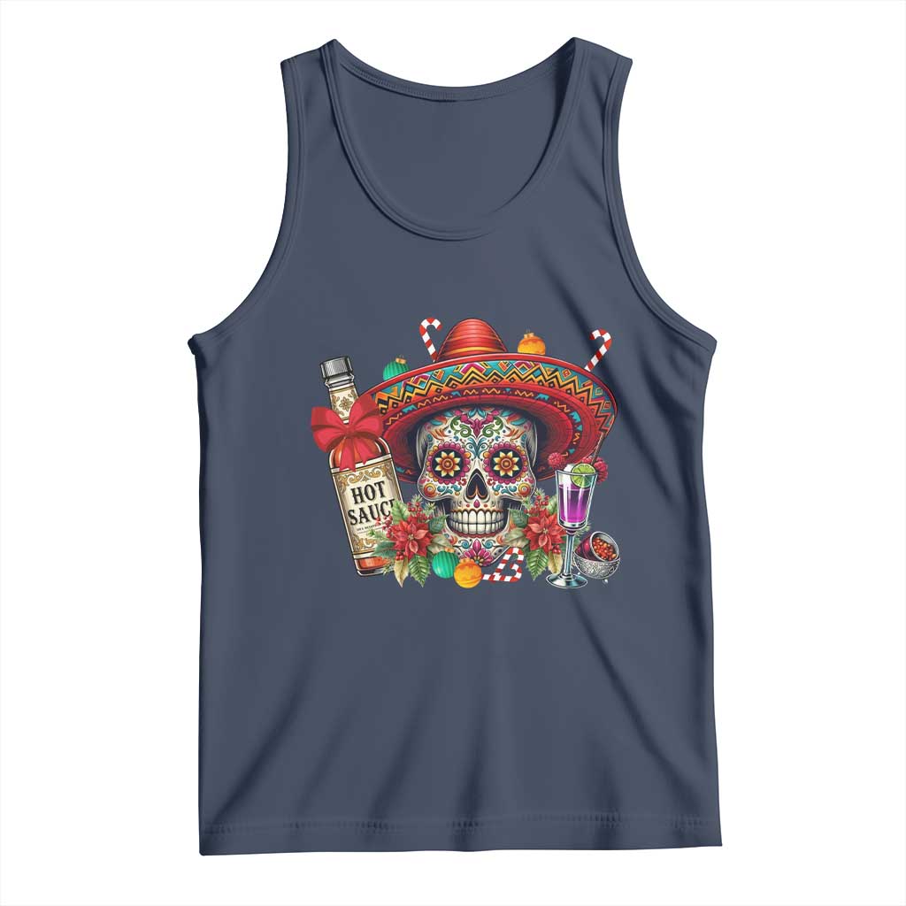 Cinco De Mayo Christmas Tank Top Mexican Sugar Skull Sombrero Tequila Party TS14 Navy Print Your Wear