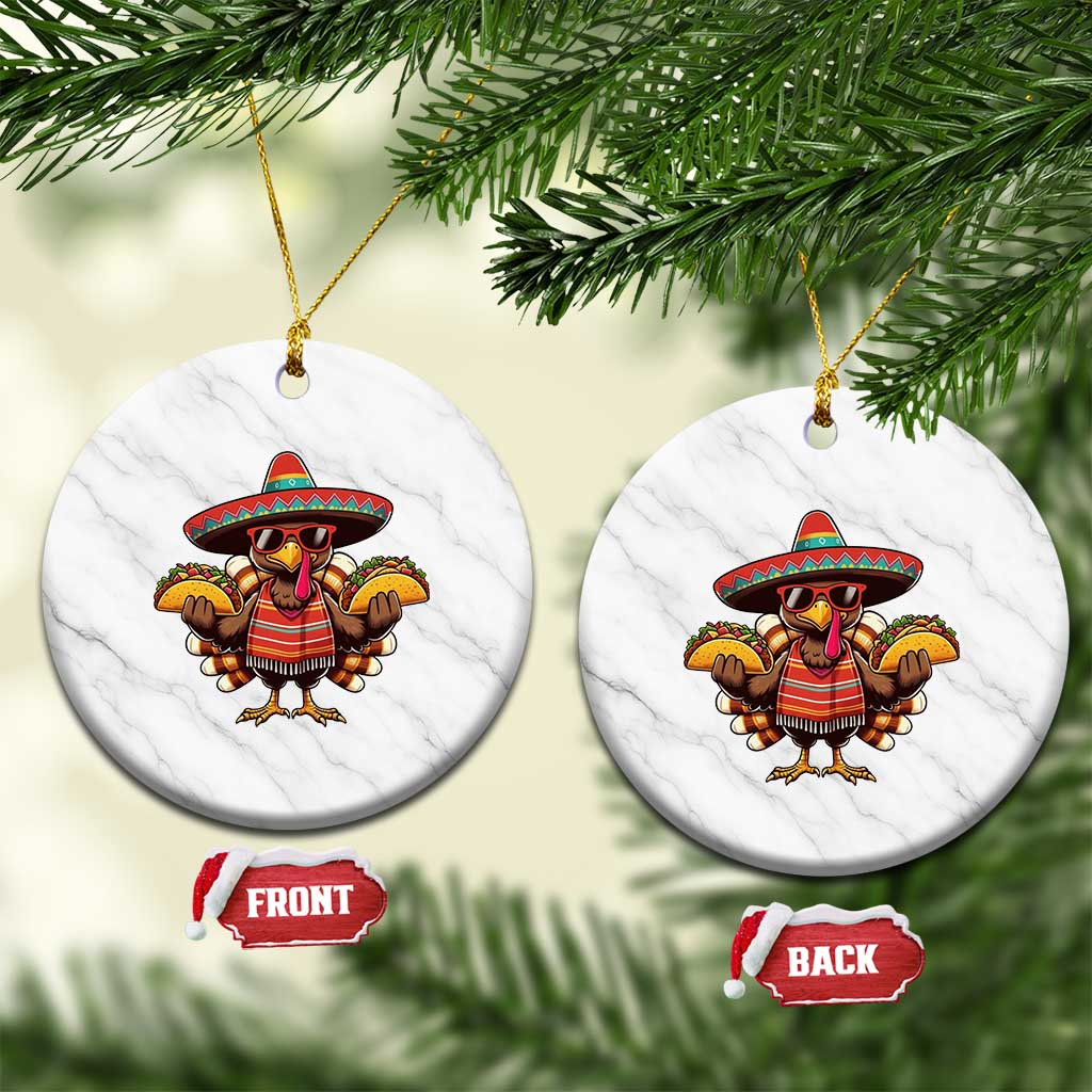 Funny Thanksgiving Turkey Ceramic Ornament Taco Mexican Xmas TS14 1pc White Marble Print Your Wear