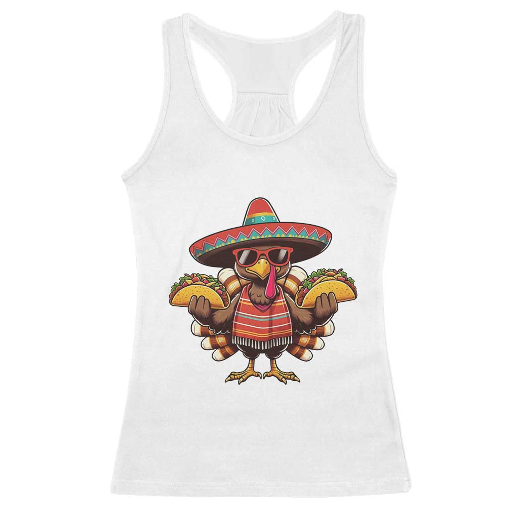 Funny Thanksgiving Turkey Racerback Tank Top Taco Mexican Christmas TS14 White Print Your Wear