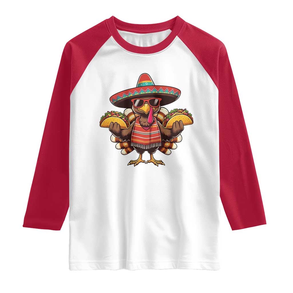 Funny Thanksgiving Turkey Raglan Shirt Taco Mexican Christmas TS14 White Red Print Your Wear