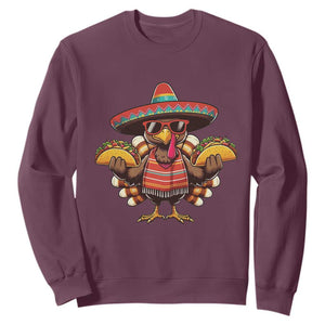 Funny Thanksgiving Turkey Sweatshirt Taco Mexican Christmas TS14 Maroon Print Your Wear