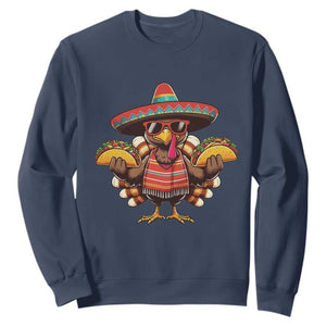 Funny Thanksgiving Turkey Sweatshirt Taco Mexican Christmas TS14 Navy Print Your Wear