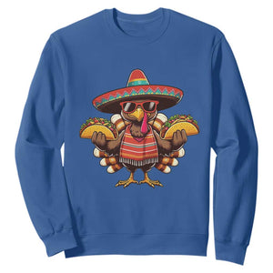 Funny Thanksgiving Turkey Sweatshirt Taco Mexican Christmas TS14 Royal Blue Print Your Wear