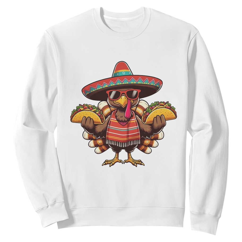 Funny Thanksgiving Turkey Sweatshirt Taco Mexican Christmas TS14 White Print Your Wear