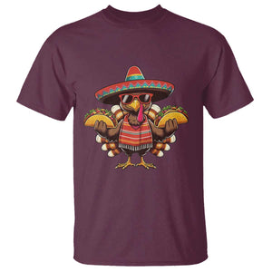 Funny Thanksgiving Turkey T Shirt Taco Mexican Christmas TS14 Maroon Print Your Wear