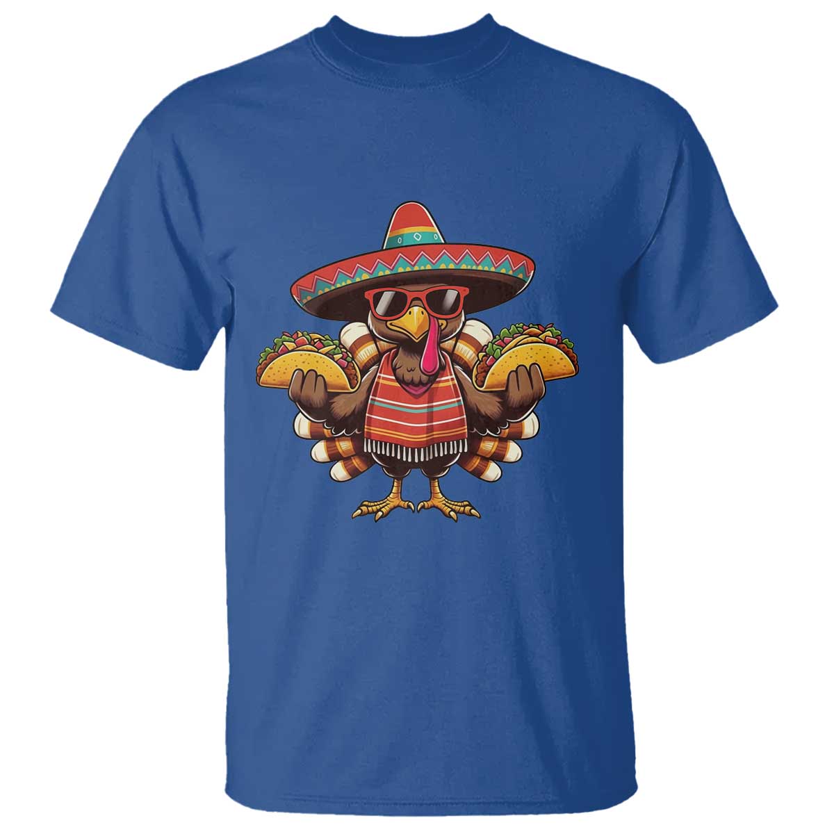 Funny Thanksgiving Turkey T Shirt Taco Mexican Christmas TS14 Royal Blue Print Your Wear