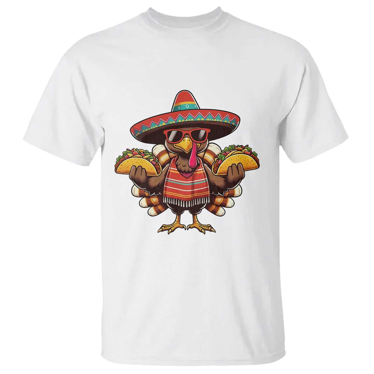 Funny Thanksgiving Turkey T Shirt Taco Mexican Christmas TS14 White Print Your Wear