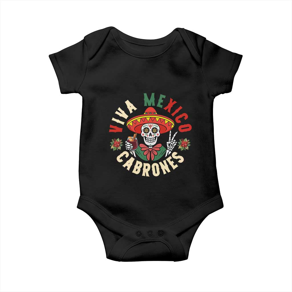 Viva Mexico Cabrones Baby Onesie Mexican Skull Christmas TS14 Black Print Your Wear