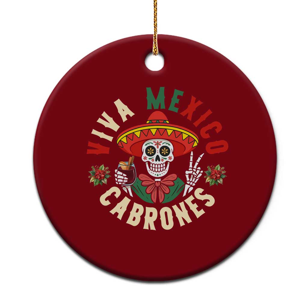 Viva Mexico Cabrones Ceramic Ornament Mexican Skull Xmas TS14 1pc Red Print Your Wear