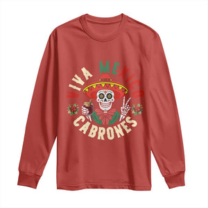 Viva Mexico Cabrones Long Sleeve Shirt Mexican Skull Christmas TS14 Red Print Your Wear