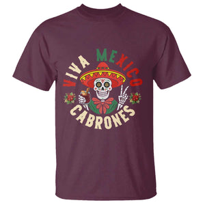 Viva Mexico Cabrones T Shirt Mexican Skull Christmas TS14 Maroon Print Your Wear