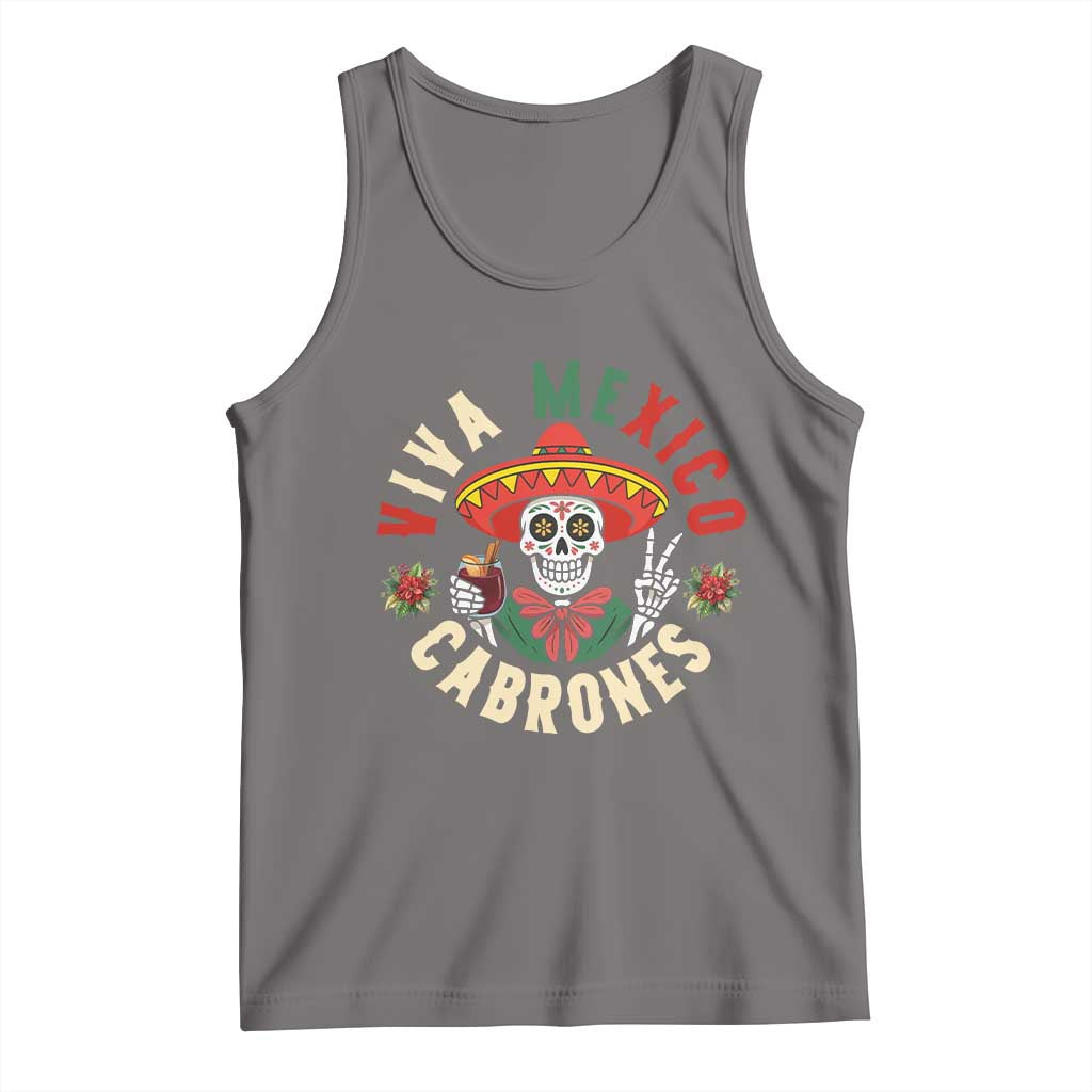 Viva Mexico Cabrones Tank Top Mexican Skull Christmas TS14 Deep Heather Print Your Wear