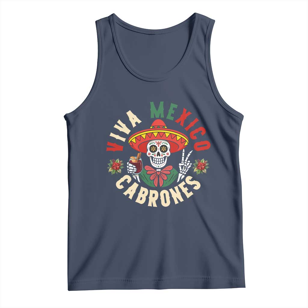 Viva Mexico Cabrones Tank Top Mexican Skull Christmas TS14 Navy Print Your Wear