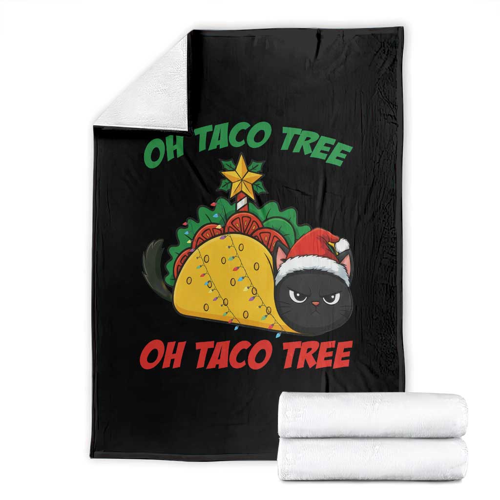 Funny Taco Cat Tree Christmas Throw Blanket TS14 Black Print Your Wear